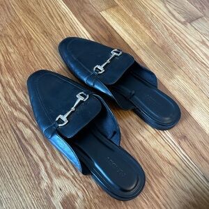 Old Navy Black Mules with Gold Detail